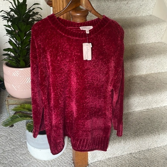 NWT Philosophy Red Chenille Pop Over Holiday Sweater - Picture 1 of 8